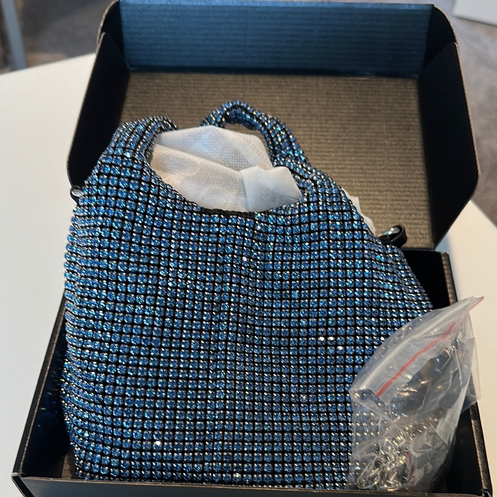 Elegant Blue Crystal Mini Bag